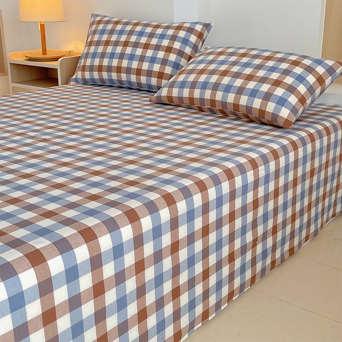 91家纺网 家纺一手货源 找家纺 春皖家纺 2026春夏新款全棉纯棉水洗棉单品系列床单单件床单单品-A版单床单 翠竹-彩格