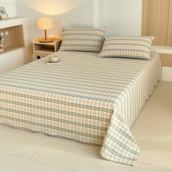 91家纺网 家纺一手货源 找家纺 春皖家纺 2026春夏新款全棉纯棉水洗棉单品系列床单单件床单单品-A版单床单 翠竹-果条