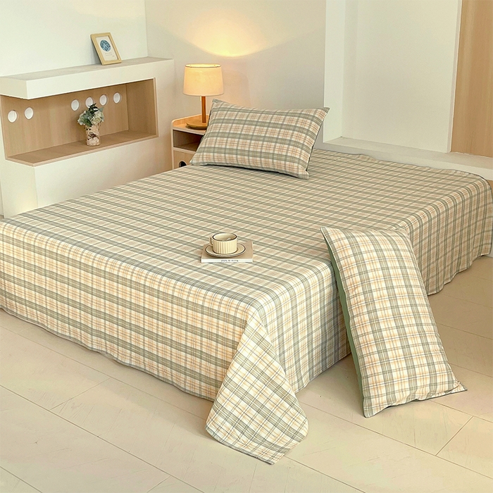 91家纺网 家纺一手货源 找家纺 春皖家纺 2026春夏新款全棉纯棉水洗棉单品系列床单单件床单单品-A版单床单 翠竹-果条