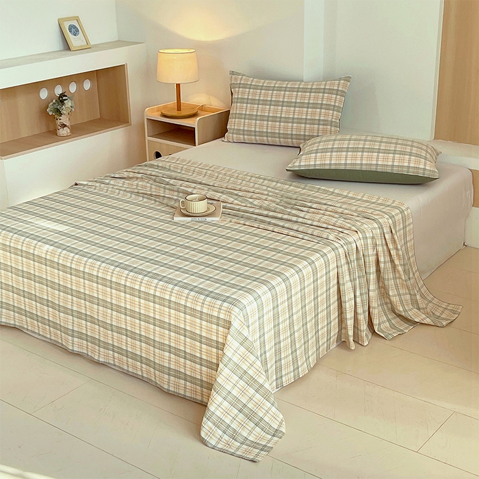 91家纺网 家纺一手货源 找家纺 春皖家纺 2026春夏新款全棉纯棉水洗棉单品系列床单单件床单单品-A版单床单 翠竹-果条