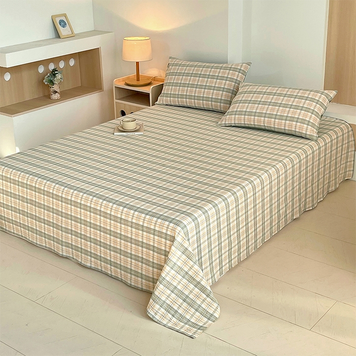 91家纺网 家纺一手货源 找家纺 春皖家纺 2026春夏新款全棉纯棉水洗棉单品系列床单单件床单单品-A版单床单 翠竹-果条