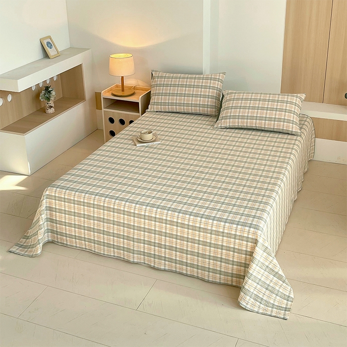 91家纺网 家纺一手货源 找家纺 春皖家纺 2026春夏新款全棉纯棉水洗棉单品系列床单单件床单单品-A版单床单 翠竹-果条