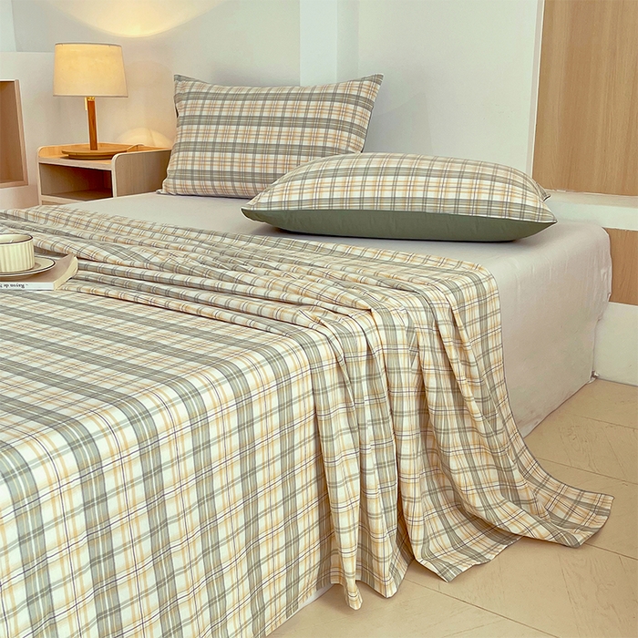 91家纺网 家纺一手货源 找家纺 春皖家纺 2026春夏新款全棉纯棉水洗棉单品系列床单单件床单单品-A版单床单 翠竹-果条