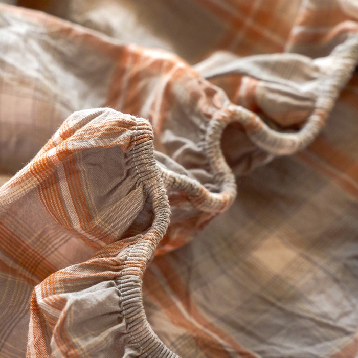 91家纺网 家纺一手货源 找家纺 春皖家纺 2026春夏新款全棉纯棉水洗棉单品系列床笠单件床笠单品-A版单床笠 栗木-咖格