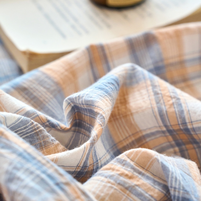 91家纺网 家纺一手货源 找家纺 春皖家纺 2026春夏新款全棉纯棉水洗棉单品系列床单单件床单单品-A版单床单 翠竹-蓝格