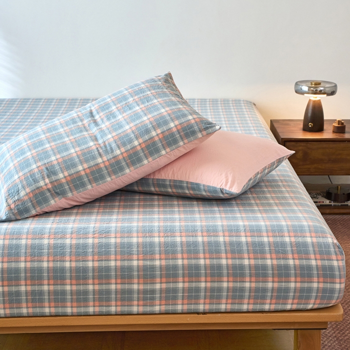 91家纺网 家纺一手货源 找家纺 春皖家纺 2026春夏新款全棉纯棉水洗棉单品系列床笠单件床笠单品-A版单床笠 摩尔蓝