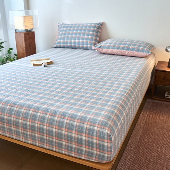 91家纺网 家纺一手货源 找家纺 春皖家纺 2026春夏新款全棉纯棉水洗棉单品系列床笠单件床笠单品-A版单床笠 摩尔蓝