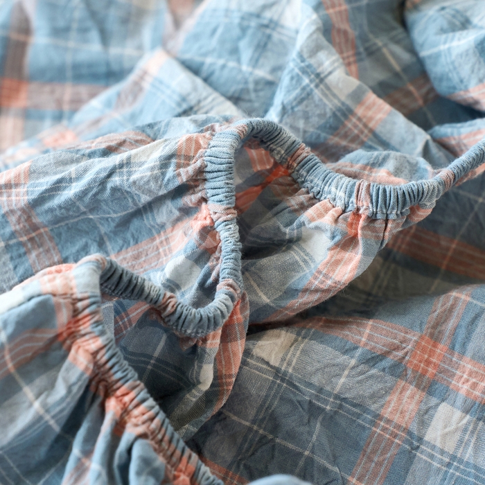 91家纺网 家纺一手货源 找家纺 春皖家纺 2026春夏新款全棉纯棉水洗棉单品系列床笠单件床笠单品-A版单床笠 摩尔蓝