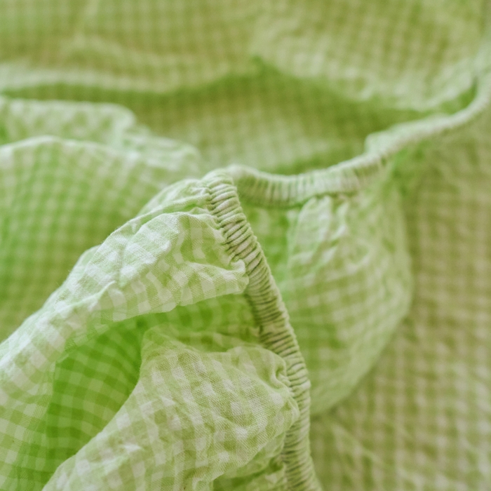 91家纺网 家纺一手货源 找家纺 春皖家纺 2026春夏新款全棉纯棉水洗棉单品系列床笠单件床笠单品-A版单床笠 嫩绿格