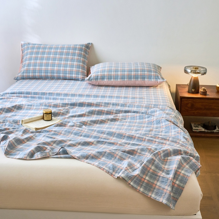 91家纺网 家纺一手货源 找家纺 春皖家纺 2026春夏新款全棉纯棉水洗棉单品系列床单单件床单单品-A版单床单 摩尔蓝