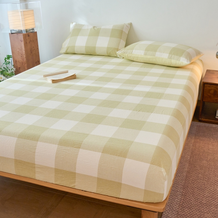 91家纺网 家纺一手货源 找家纺 春皖家纺 2026春夏新款全棉纯棉水洗棉单品系列床笠单件床笠单品-A版单床笠 素雅-芳绿