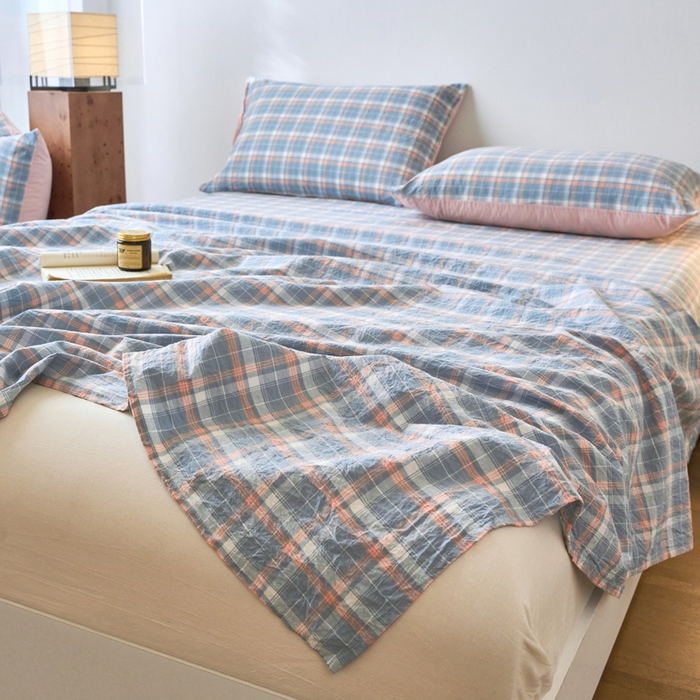 91家纺网 家纺一手货源 找家纺 春皖家纺 2026春夏新款全棉纯棉水洗棉单品系列床单单件床单单品-A版单床单 摩尔蓝