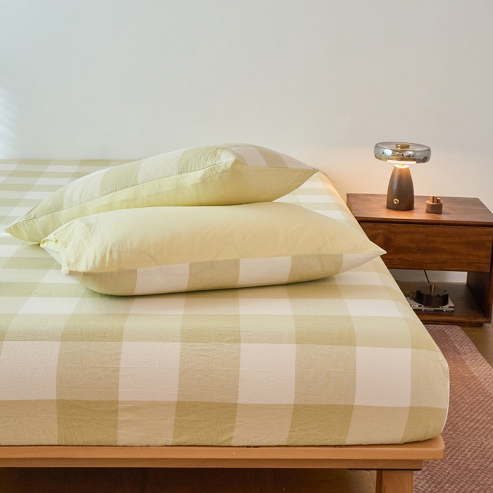 91家纺网 家纺一手货源 找家纺 春皖家纺 2026春夏新款全棉纯棉水洗棉单品系列床笠单件床笠单品-A版单床笠 素雅-芳绿