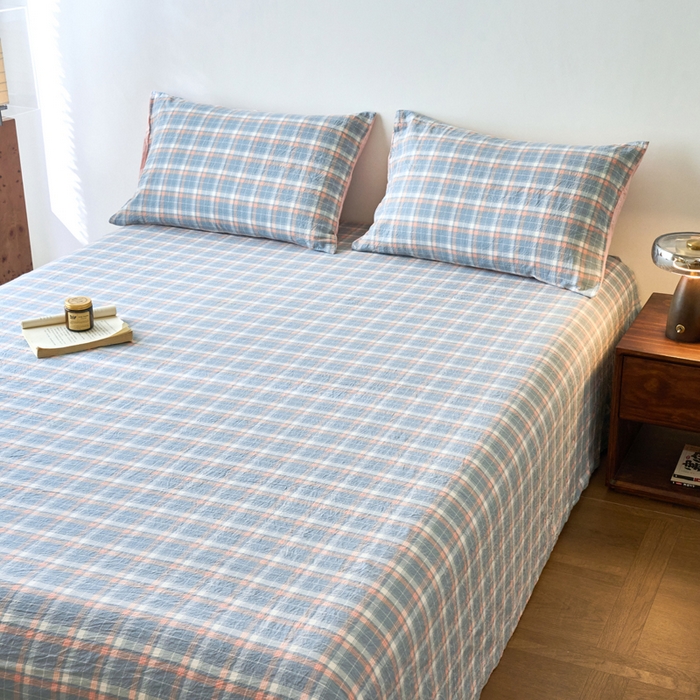 91家纺网 家纺一手货源 找家纺 春皖家纺 2026春夏新款全棉纯棉水洗棉单品系列床单单件床单单品-A版单床单 摩尔蓝