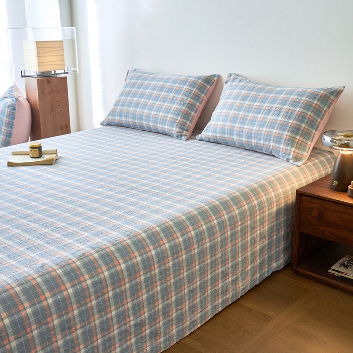 91家纺网 家纺一手货源 找家纺 春皖家纺 2026春夏新款全棉纯棉水洗棉单品系列床单单件床单单品-A版单床单 摩尔蓝