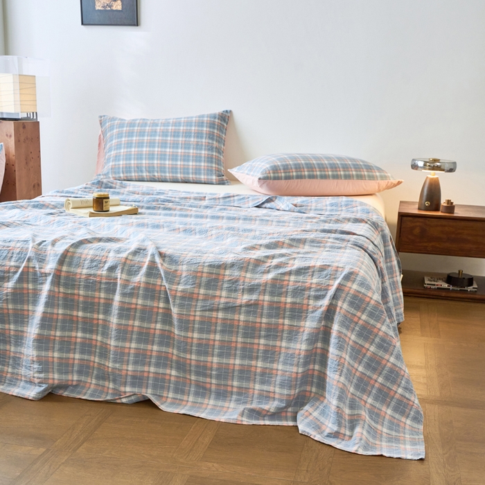 91家纺网 家纺一手货源 找家纺 春皖家纺 2026春夏新款全棉纯棉水洗棉单品系列床单单件床单单品-A版单床单 摩尔蓝