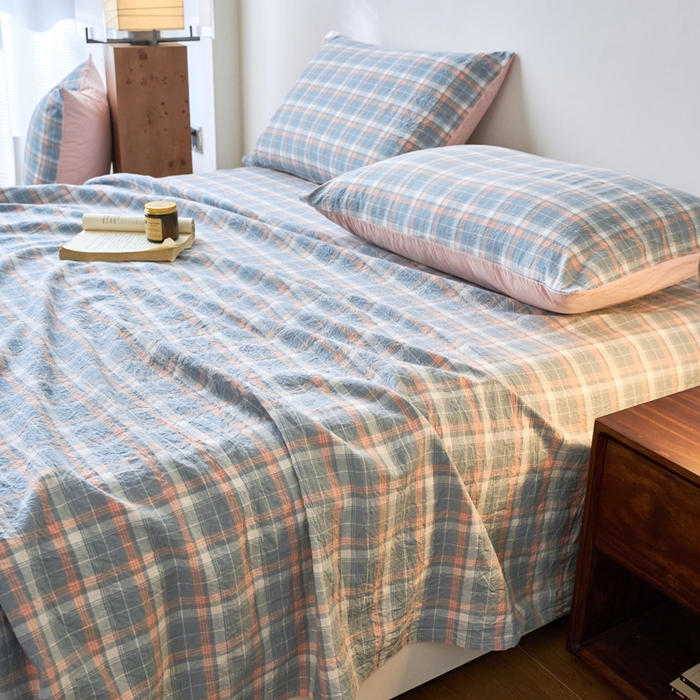 91家纺网 家纺一手货源 找家纺 春皖家纺 2026春夏新款全棉纯棉水洗棉单品系列床单单件床单单品-A版单床单 摩尔蓝