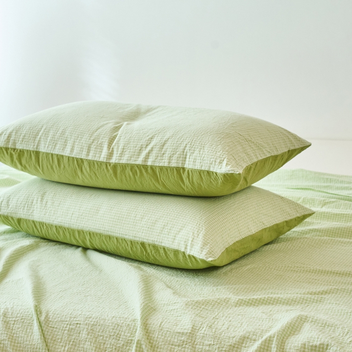 91家纺网 家纺一手货源 找家纺 春皖家纺 2026春夏新款全棉纯棉水洗棉单品系列床单单件床单单品-A版单床单 嫩绿格