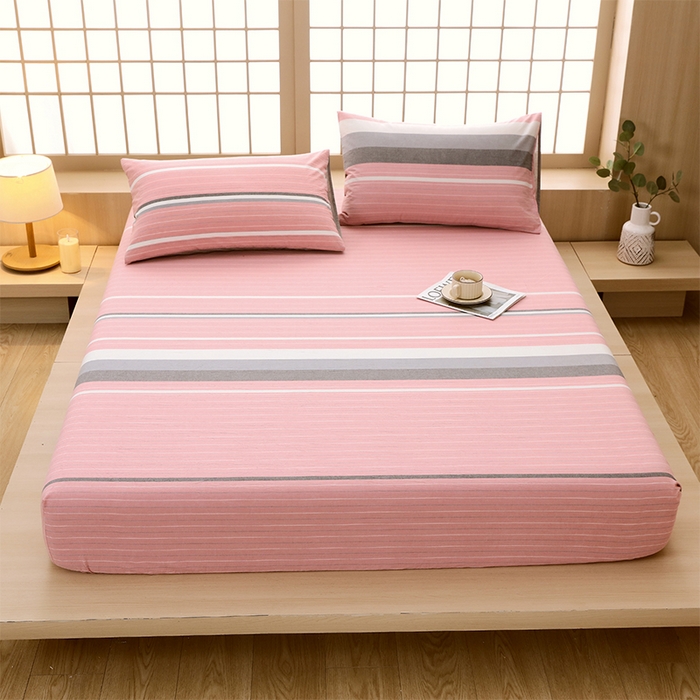 91家纺网 家纺一手货源 找家纺 春皖家纺 2026春夏新款全棉纯棉水洗棉单品系列床笠单件床笠单品-A版单床笠 素雅-蔻粉