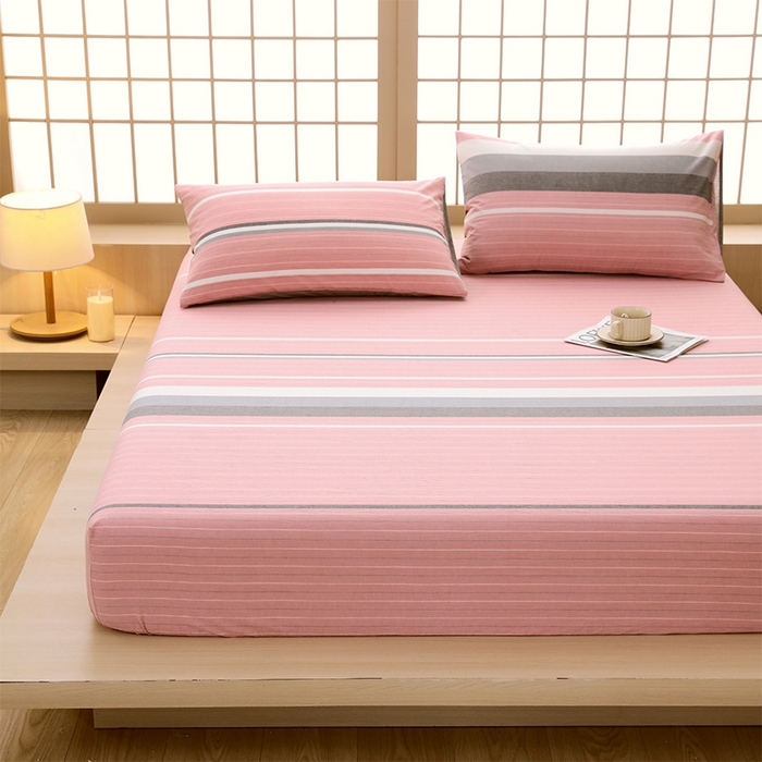 91家纺网 家纺一手货源 找家纺 春皖家纺 2026春夏新款全棉纯棉水洗棉单品系列床笠单件床笠单品-A版单床笠 素雅-蔻粉