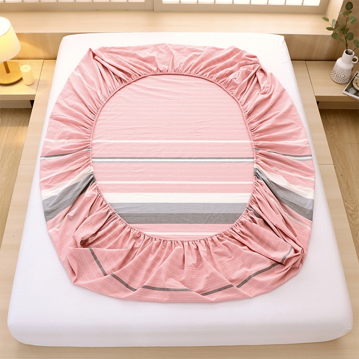 91家纺网 家纺一手货源 找家纺 春皖家纺 2026春夏新款全棉纯棉水洗棉单品系列床笠单件床笠单品-A版单床笠 素雅-蔻粉