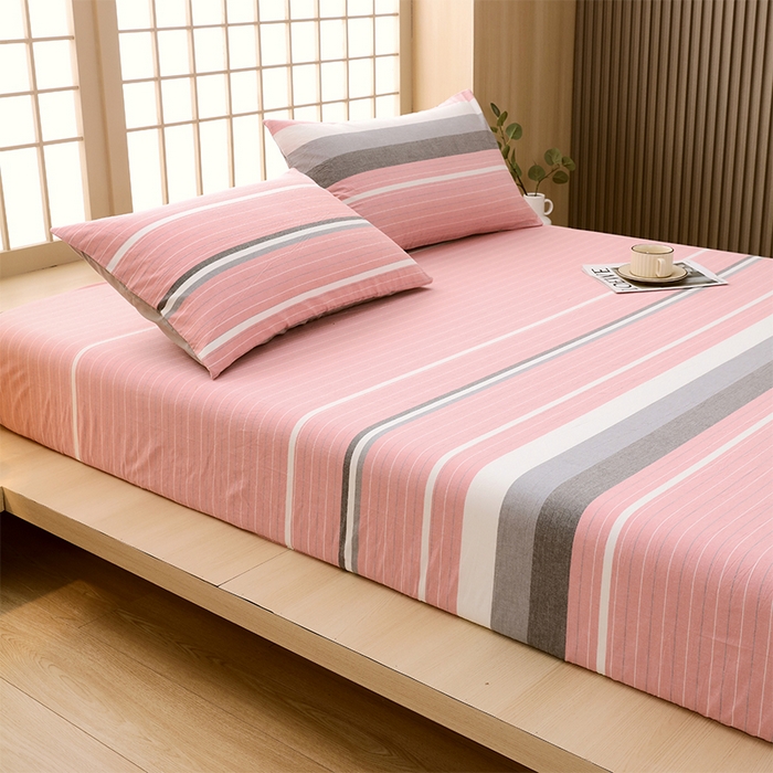 91家纺网 家纺一手货源 找家纺 春皖家纺 2026春夏新款全棉纯棉水洗棉单品系列床笠单件床笠单品-A版单床笠 素雅-蔻粉