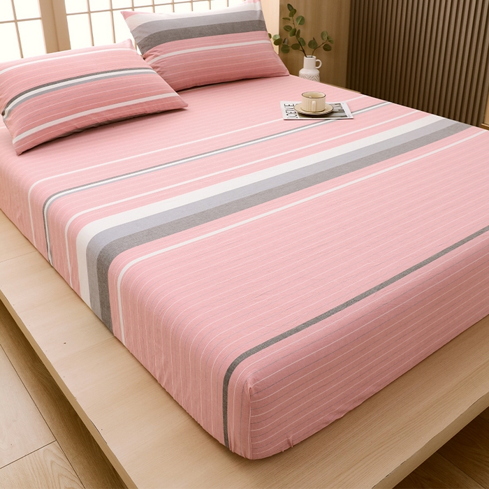 91家纺网 家纺一手货源 找家纺 春皖家纺 2026春夏新款全棉纯棉水洗棉单品系列床笠单件床笠单品-A版单床笠 素雅-蔻粉