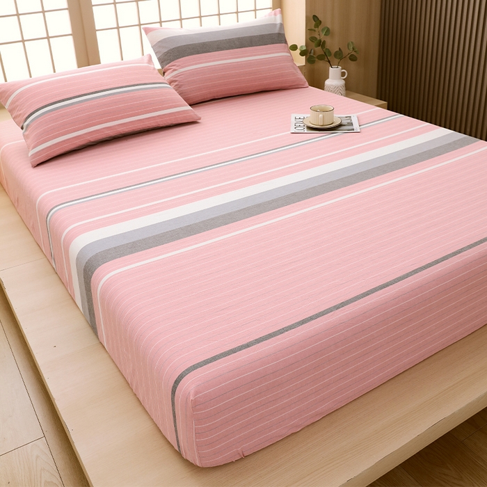 91家纺网 家纺一手货源 找家纺 春皖家纺 2026春夏新款全棉纯棉水洗棉单品系列床笠单件床笠单品-A版单床笠 素雅-蔻粉