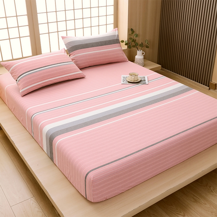 91家纺网 家纺一手货源 找家纺 春皖家纺 2026春夏新款全棉纯棉水洗棉单品系列床笠单件床笠单品-A版单床笠 素雅-蔻粉