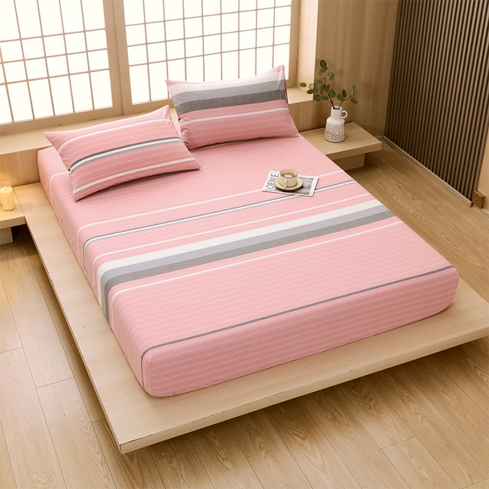 91家纺网 家纺一手货源 找家纺 春皖家纺 2026春夏新款全棉纯棉水洗棉单品系列床笠单件床笠单品-A版单床笠 素雅-蔻粉