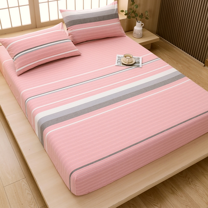 91家纺网 家纺一手货源 找家纺 春皖家纺 2026春夏新款全棉纯棉水洗棉单品系列床笠单件床笠单品-A版单床笠 素雅-蔻粉