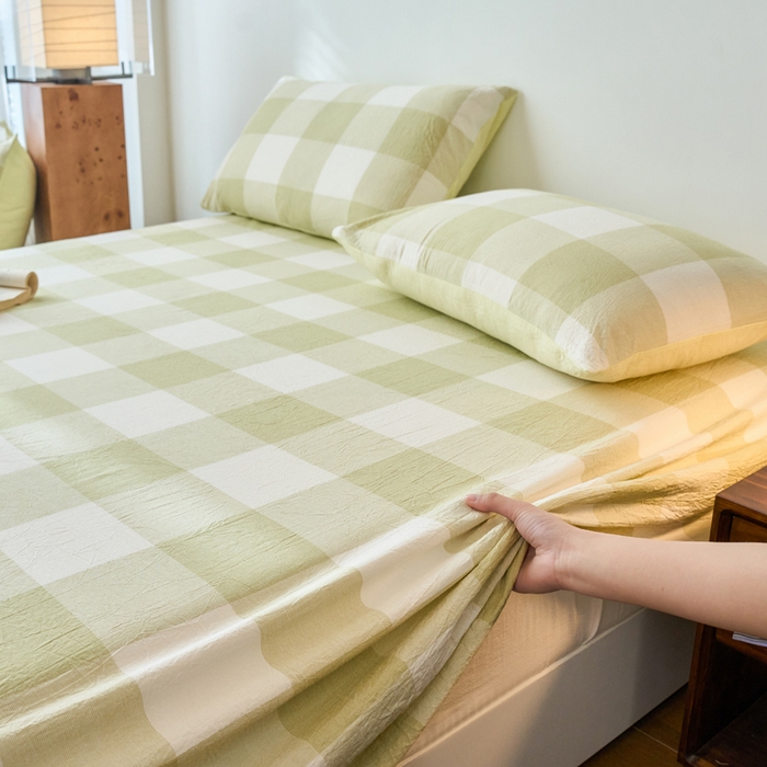 91家纺网 家纺一手货源 找家纺 春皖家纺 2026春夏新款全棉纯棉水洗棉单品系列床单单件床单单品-A版单床单 素雅-芳绿