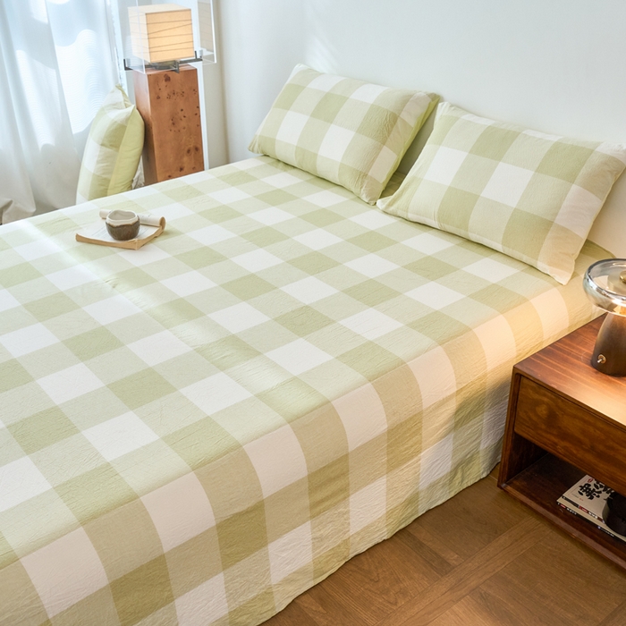 91家纺网 家纺一手货源 找家纺 春皖家纺 2026春夏新款全棉纯棉水洗棉单品系列床单单件床单单品-A版单床单 素雅-芳绿