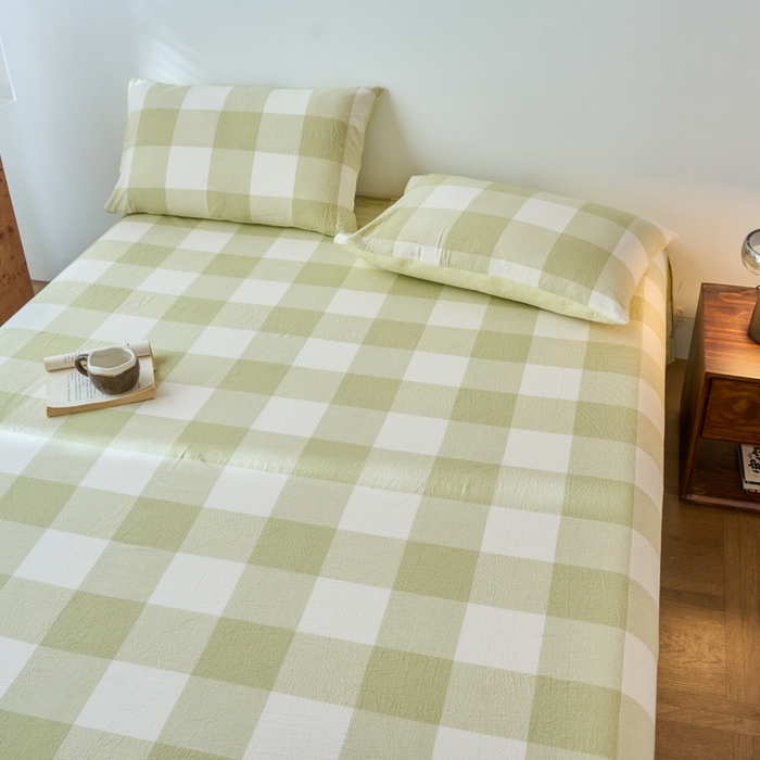 91家纺网 家纺一手货源 找家纺 春皖家纺 2026春夏新款全棉纯棉水洗棉单品系列床单单件床单单品-A版单床单 素雅-芳绿