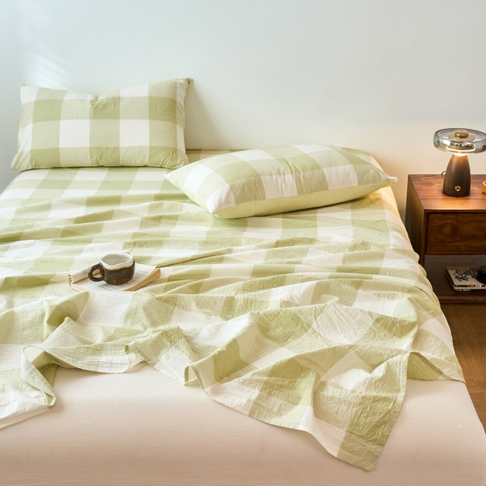 91家纺网 家纺一手货源 找家纺 春皖家纺 2026春夏新款全棉纯棉水洗棉单品系列床单单件床单单品-A版单床单 素雅-芳绿