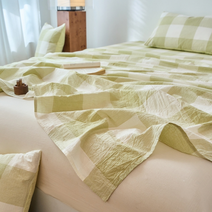 91家纺网 家纺一手货源 找家纺 春皖家纺 2026春夏新款全棉纯棉水洗棉单品系列床单单件床单单品-A版单床单 素雅-芳绿