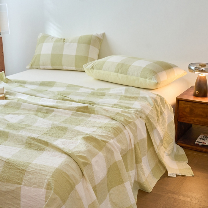 91家纺网 家纺一手货源 找家纺 春皖家纺 2026春夏新款全棉纯棉水洗棉单品系列床单单件床单单品-A版单床单 素雅-芳绿