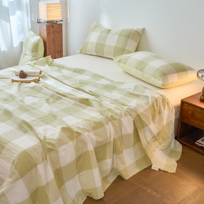 91家纺网 家纺一手货源 找家纺 春皖家纺 2026春夏新款全棉纯棉水洗棉单品系列床单单件床单单品-A版单床单 素雅-芳绿