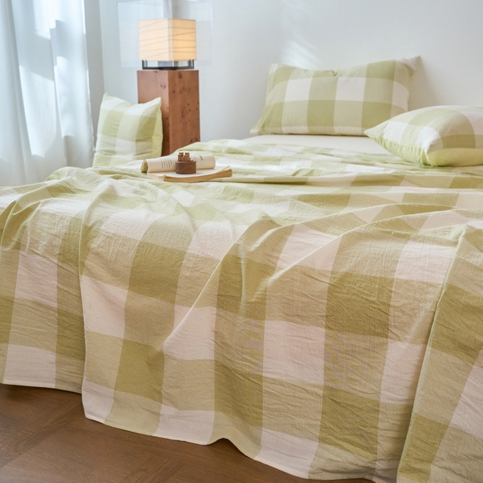 91家纺网 家纺一手货源 找家纺 春皖家纺 2026春夏新款全棉纯棉水洗棉单品系列床单单件床单单品-A版单床单 素雅-芳绿