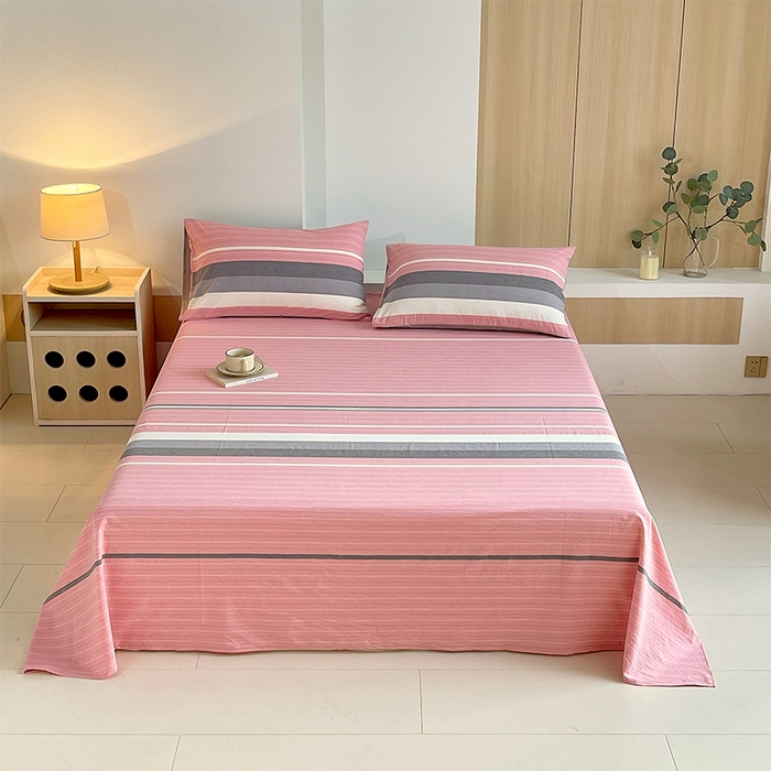 春皖家纺 2026春夏新款全棉纯棉水洗棉单品系列床单单件床单单品-A版单床单 素雅-蔻粉