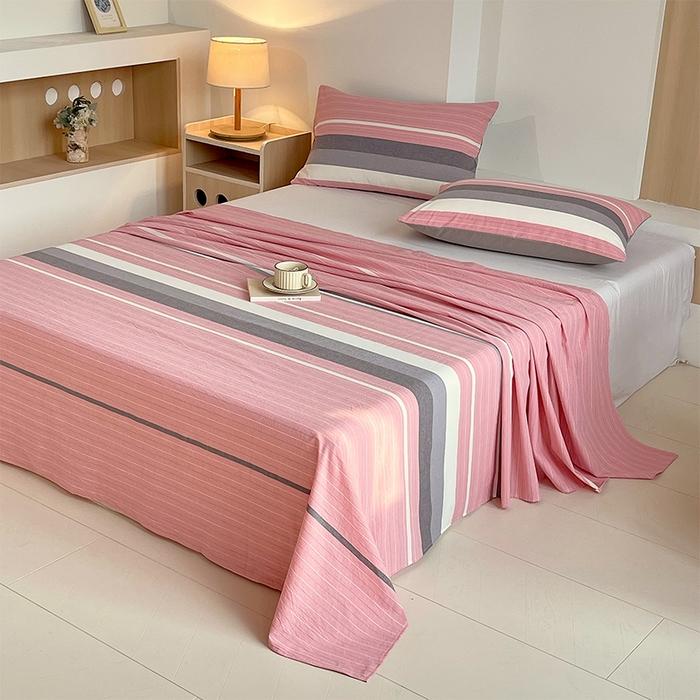 91家纺网 家纺一手货源 找家纺 春皖家纺 2026春夏新款全棉纯棉水洗棉单品系列床单单件床单单品-A版单床单 素雅-蔻粉