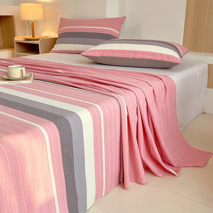 91家纺网 家纺一手货源 找家纺 春皖家纺 2026春夏新款全棉纯棉水洗棉单品系列床单单件床单单品-A版单床单 素雅-蔻粉