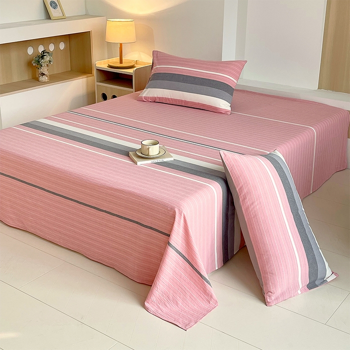 91家纺网 家纺一手货源 找家纺 春皖家纺 2026春夏新款全棉纯棉水洗棉单品系列床单单件床单单品-A版单床单 素雅-蔻粉