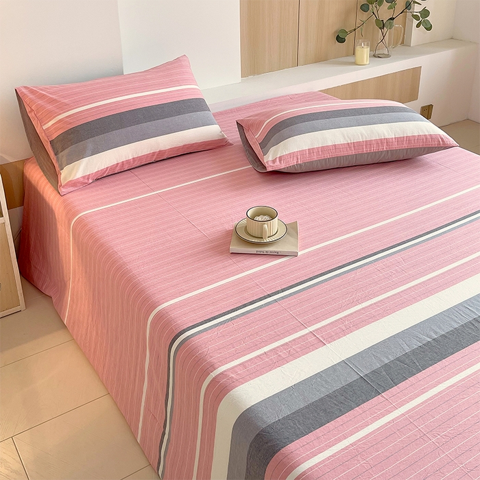 91家纺网 家纺一手货源 找家纺 春皖家纺 2026春夏新款全棉纯棉水洗棉单品系列床单单件床单单品-A版单床单 素雅-蔻粉