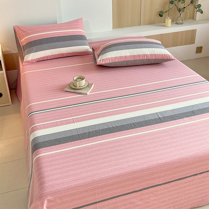 91家纺网 家纺一手货源 找家纺 春皖家纺 2026春夏新款全棉纯棉水洗棉单品系列床单单件床单单品-A版单床单 素雅-蔻粉