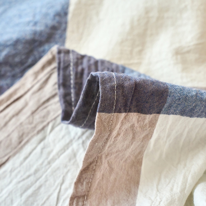 91家纺网 家纺一手货源 找家纺 春皖家纺 2026春夏新款全棉纯棉水洗棉单品系列床单单件床单单品-A版单床单 素雅-蓝大格