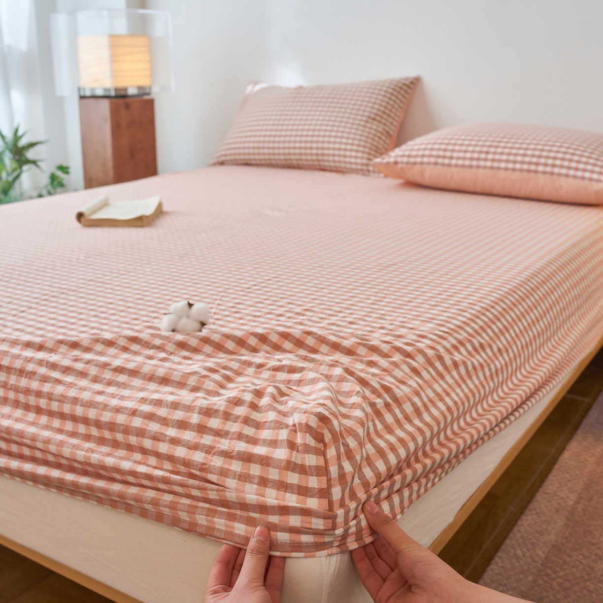 91家纺网 家纺一手货源 找家纺 春皖家纺 2026春夏新款全棉纯棉水洗棉单品系列床笠单件床笠单品-A版单床笠 素雅-玉格