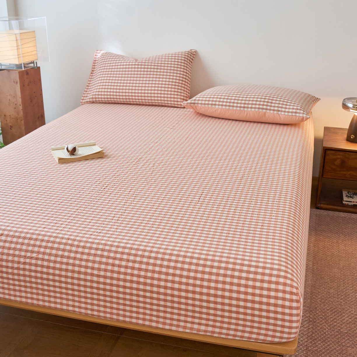 91家纺网 家纺一手货源 找家纺 春皖家纺 2026春夏新款全棉纯棉水洗棉单品系列床笠单件床笠单品-A版单床笠 素雅-玉格