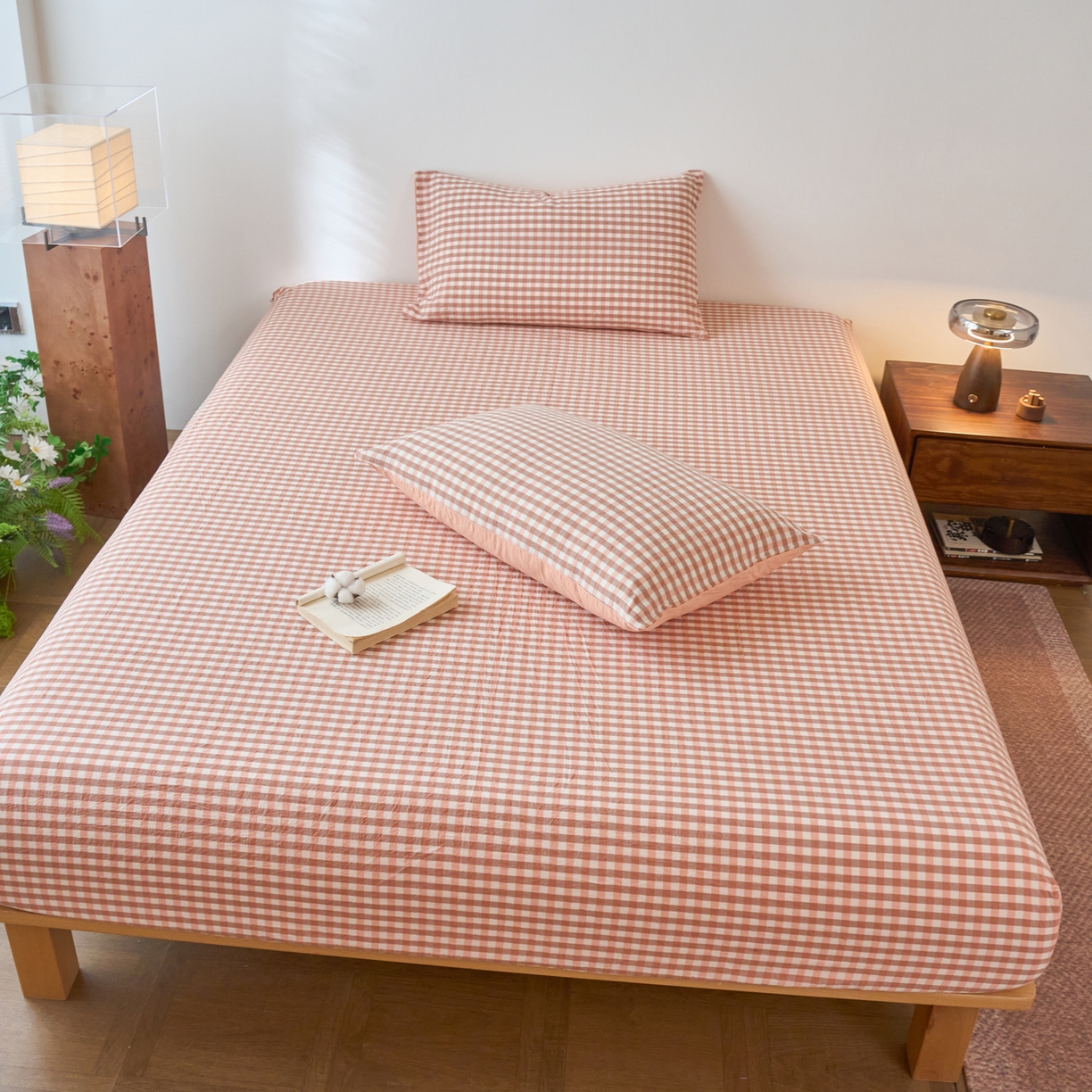 91家纺网 家纺一手货源 找家纺 春皖家纺 2026春夏新款全棉纯棉水洗棉单品系列床笠单件床笠单品-A版单床笠 素雅-玉格