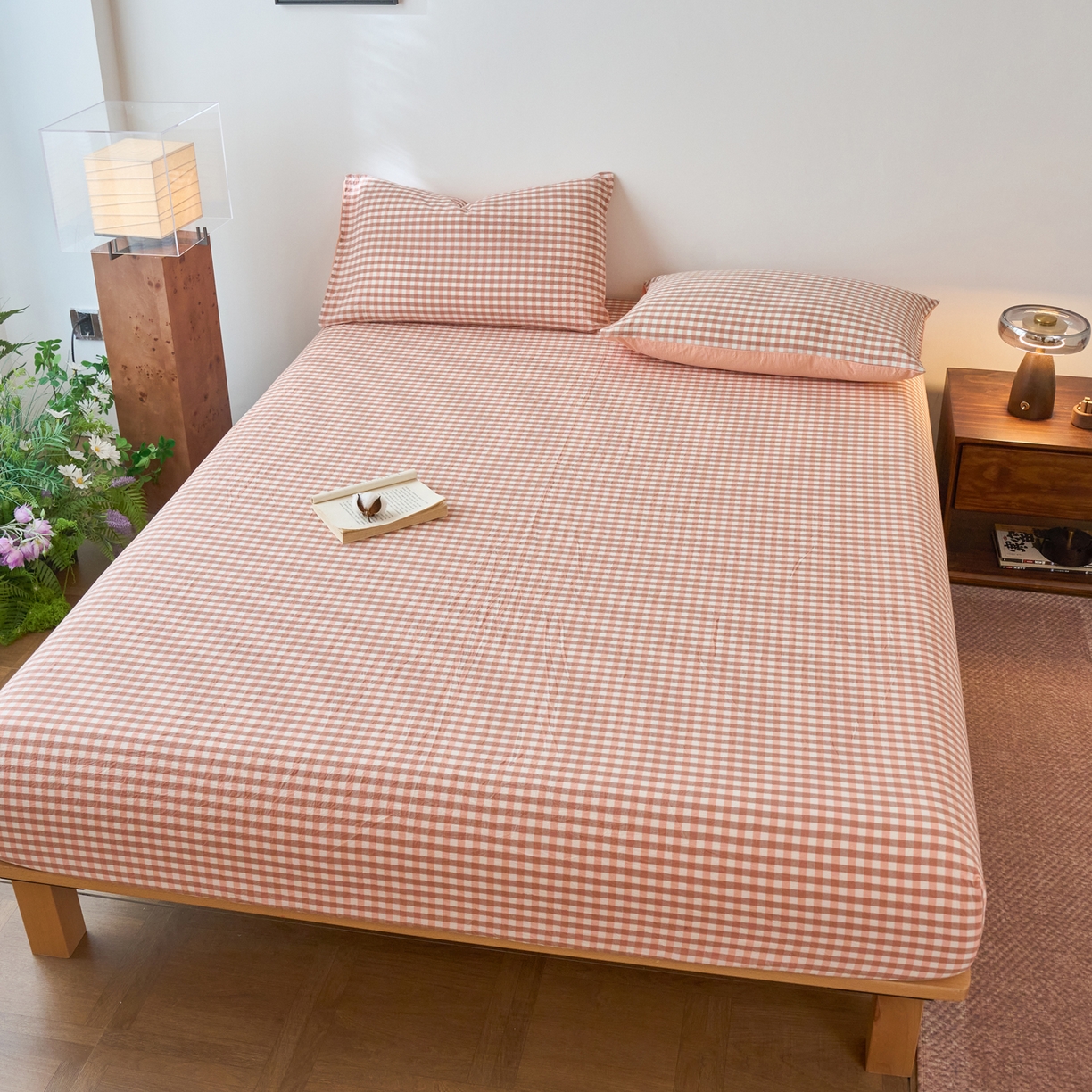 91家纺网 家纺一手货源 找家纺 春皖家纺 2026春夏新款全棉纯棉水洗棉单品系列床笠单件床笠单品-A版单床笠 素雅-玉格